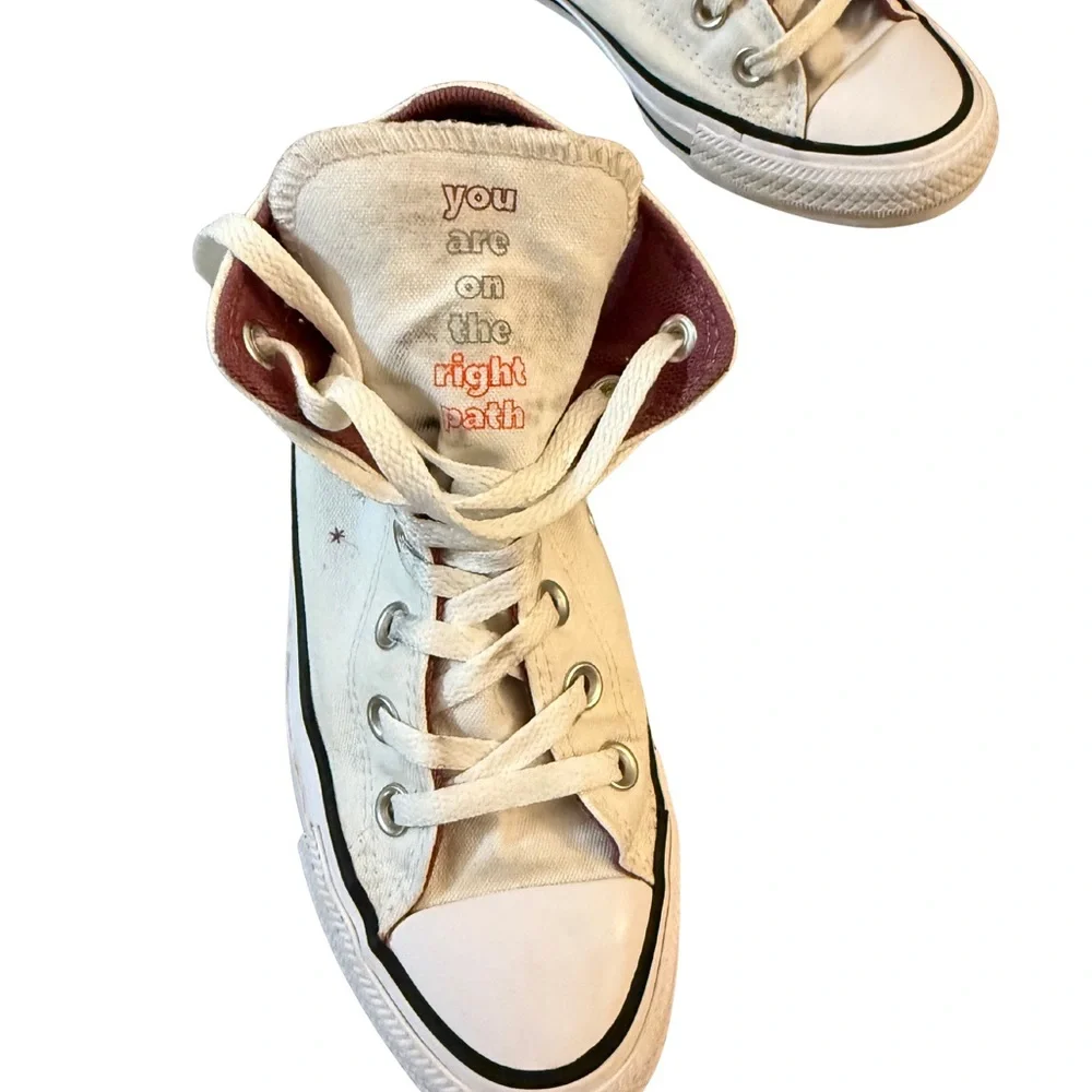 Converse “You Are On The Right Path” Women's White Embroidered High-Top Sneakers